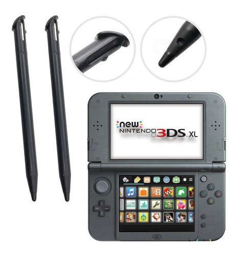 Lápiz Nintendo New 3ds Xl Negro Plástico Pantalla Tactil X2