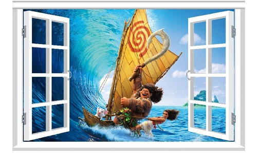 Vinilos Efecto Ventana 3d Moana - Cali - 1m X 60cm