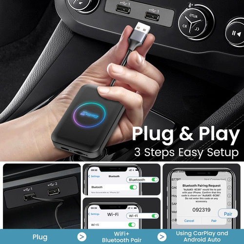 Carlinkit Tbox Lite Android Auto/carplay Con Netflix Youtube Negro