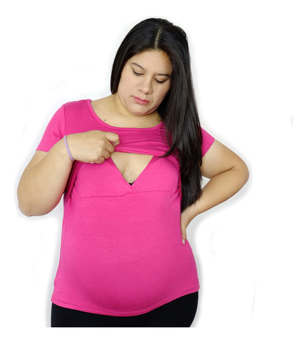 Polera Maternal Y Lactancia Fucsia Happy