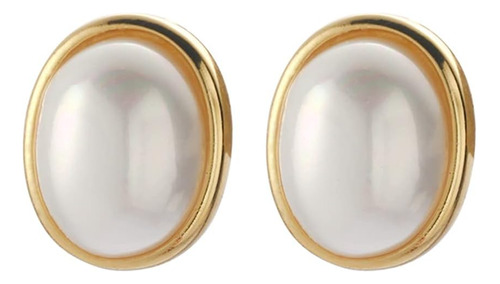 Vintage Pearl Elegante Oval Teardrop Pequeño Stud Arete Para