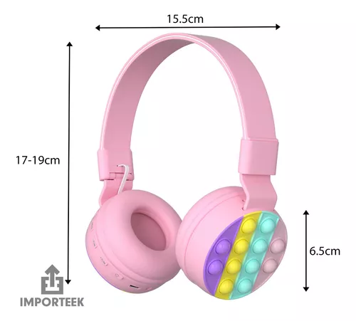 Auriculares Infantiles Con Orejas Gato Niños Popit Bluetooth