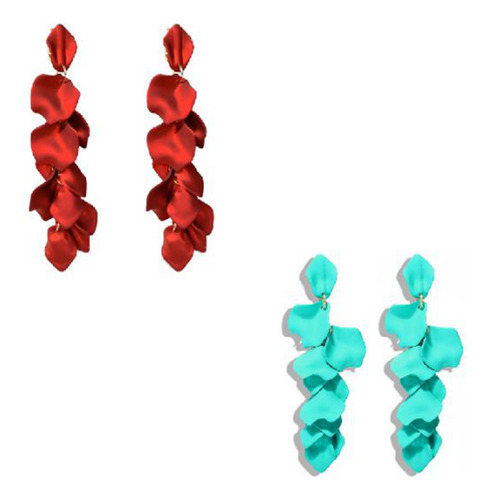 Pendientes Exagerados De Plata 925 Con Forma De Rosa Roja,