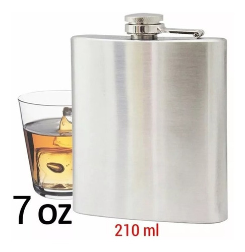 4 Und Cantil Porta Bebida De Bolso 205ml Inox 7oz - Whisky