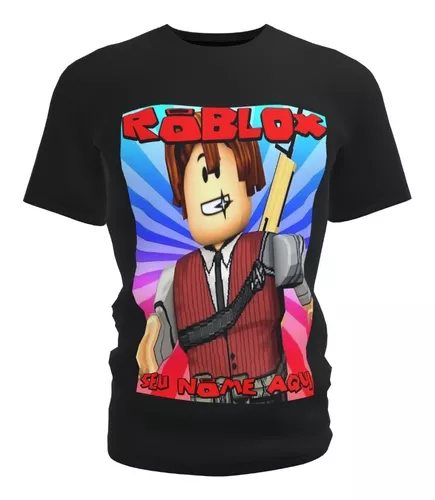 Camiseta Manga Preta - Roblox Personagem Personalizado