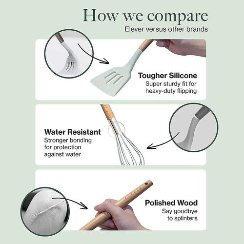 Conjunto De Utensílios De Cozinha De Silicone Com 11 Peças