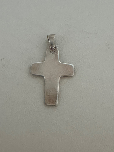 Sg Joyería, Dije Cruz Del Buen Pastor De Plata. Plateado Empavonado