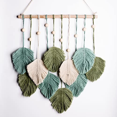 Macrame Wall Hanging Leaves Large Chic Feather Wall Han...