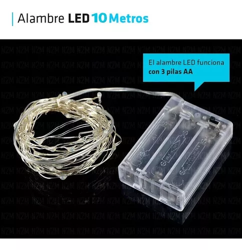 Alambre Luces Led 10 Metros Cable Tira Led Hilo Pilas