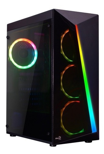 Gabinete Gamer Aerocool Shard Negro Rgb Cristal Templado Atx