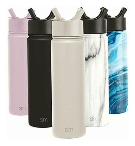 Simple Modern Water Bottle With Straw Lid Vacuum Insulated Color -almond Birch