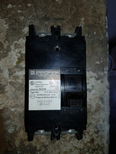 Imagen 3 de 5 de Breaker 2 Polos 2x125a Marca Square D