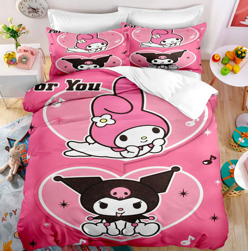 Funda De Edredón My Melody Kuromi Ropa De Cama Tamaño Doble