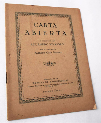 Arquitectura Carta Abierta Para Virasoro De Coni Molina 1926