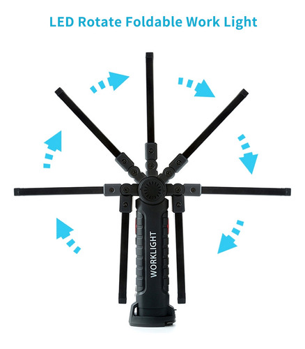Leds: Luz De Trabalho (cob), Usb, Recarregável, Giratória, D