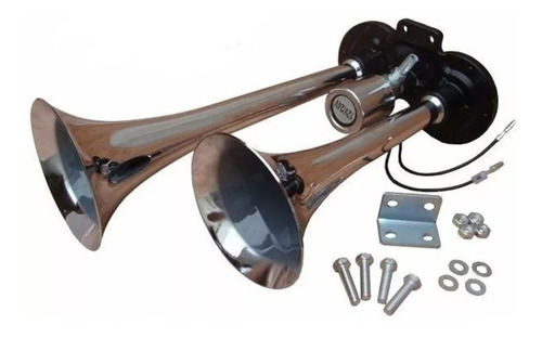 Imagen 1 de 7 de Bocina Doble Aire Cromada Camion Aeroelectrica 24v Universal