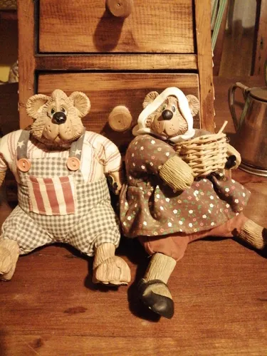 Figura Pareja Osos Decoración Country Vintage Kathleen Kelly Figura Pareja Osos Decoración Country Vintage Kathleen Kelly