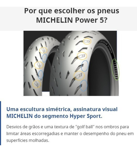 Pneu Michelin Power 5 120/70-17 Cbr Srad S1000 Zx10 Zx6 R1