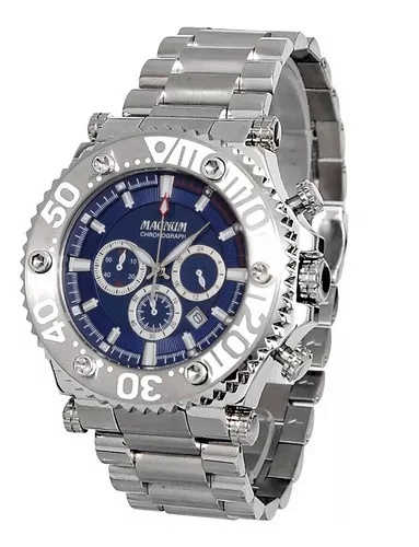 Relógio Magnum Steel Masculino MA32185S Pulseira Aço Prata Multifunção