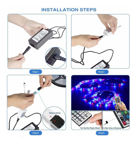 Led Strip Lights .ft M Leds Non Waterproof Flexible Col...