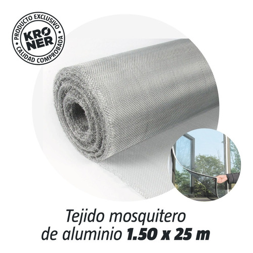 Tejido Tela Mosquitero Aluminio Rollo 1.50 X 25 Mts (envíos)