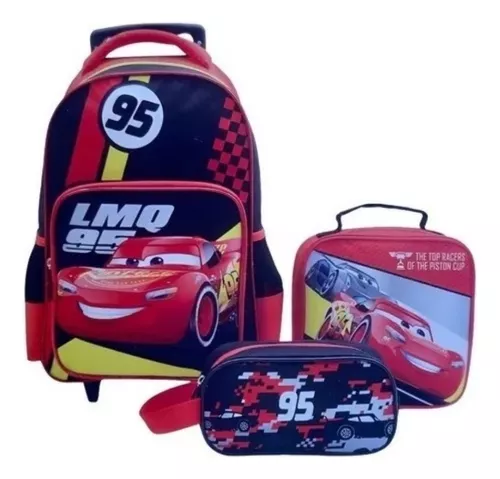 Cars - Lmq 95 - Mochila Con Ruedas - Pack Escolar 3 Piezas - Intek