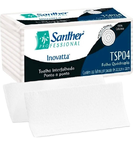 Papel Toalha Folha Quadrupla Interfolha P/ Banheiro C/120fls