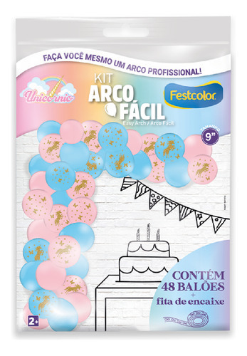 Kit Arco Fácil 48 Balão/bexigas Festa Decorativa Temática Cor Hello Kitty