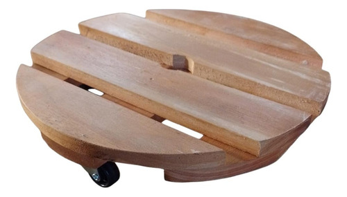 Suporte Para Vaso De Planta Redondo Com Rodinhas 35 Cm Marrom-claro Lisa