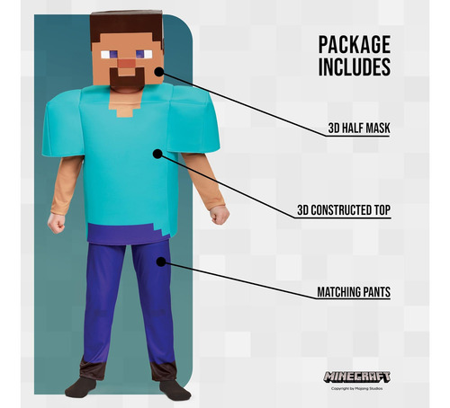 Disfraz De Steve Deluxe De Minecraft, Multicolor, Grande (10