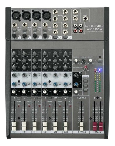 Consola Mixer Phonic Am1204 4 Ch Mono 2 Stereo Phantom Cuota