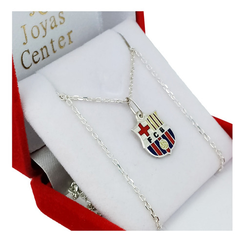 Conjunto Escudo Barcelona Plata 925 Cadena Forcet