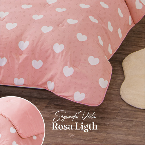 Edredón Acolchonado Lovely Matrimonial Colchas Concord Rosa