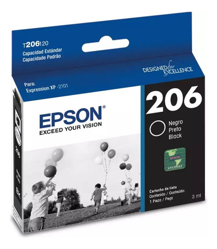 Cartucho Epson 206 Negro Original Para Xp2101 Mod. T206-120