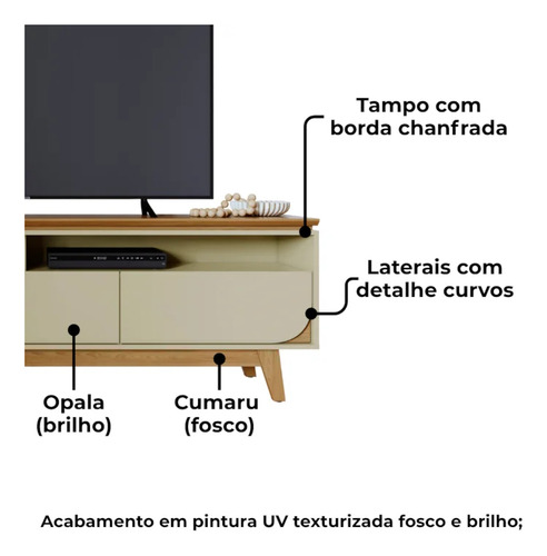 Rack Para Tv Até 75 Polegadas Selene 3 Gavetas Cumaru/opala Cor Bege