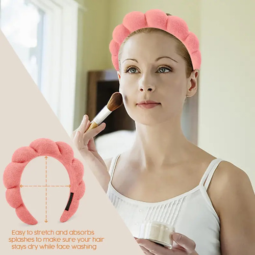 Kit Spa: Diadema Y Muñequeras Para Maquillaje 3 Pzs Rosa Chicle