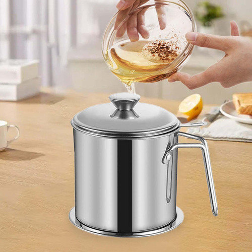 Bacon Container With Filter Handle Oil Filter Pot Frying Oil