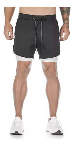 Gh Pantalones Cortos Algodón Dos En Uno Para Hombre