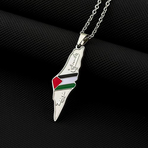 Colar De Mapa Da Palestina Em Aço Inoxidável Com Pingente