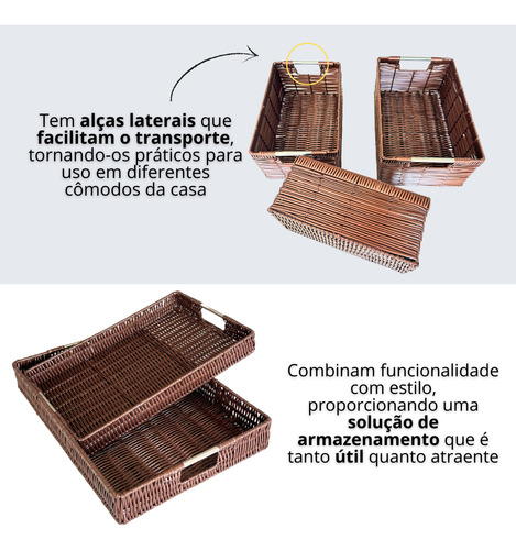 Jogo De 5 Cestos Organizadores Decoração Multiuso Cozinha