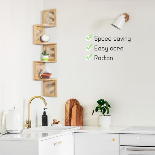 Nd Rongfeng Bamboo Corner Shelf 4-tier Shelf Con Cuerpo De B