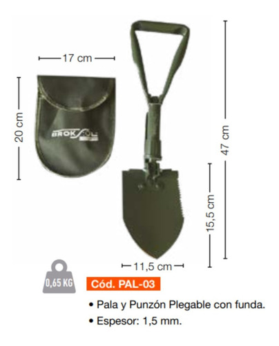 Pala Brogas Multifunción Plegable Con Punzón Y Funda Pal-03