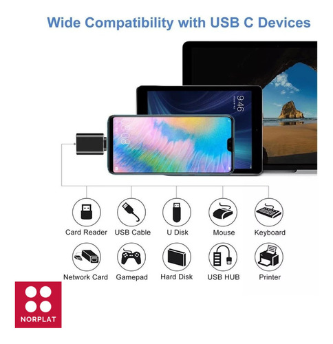 Adaptador Usb-c Macho A Usb-a Hembra - Certificado Norplat N