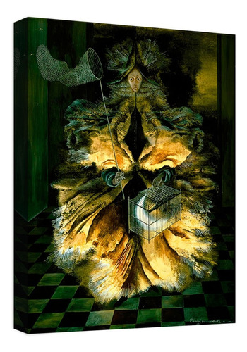 Cuadro Decorativo Canvas Coleccion Remedios Varo 60x45 Color Cazadora De Astros Armazón Natural