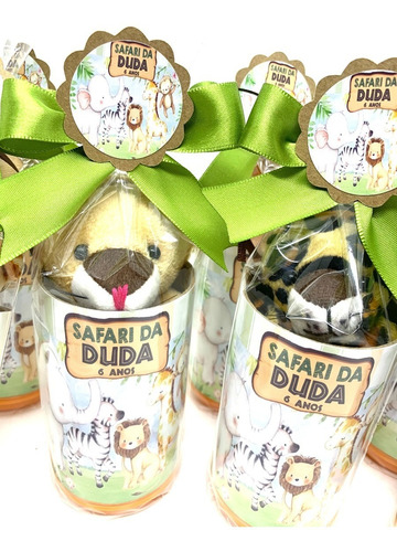 Imagem 2 de 4 de Kit Lembrancinha Safari Pelúcia No Cofrinho - 30 Kits