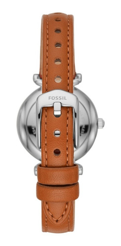 Imagen 5 de 9 de Reloj Dama Fossil Carlie Mini Es4701 Color Café De Piel