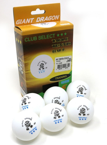Bolas De Ping Pong Giant Dragon 3 Estrellas, Pelotas X 6 Color Blanco