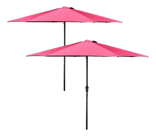 2 Sombrilla Plegable 3 Mts Para Jardin Playa Camp Exterior. Color Marrón Oscuro Liso