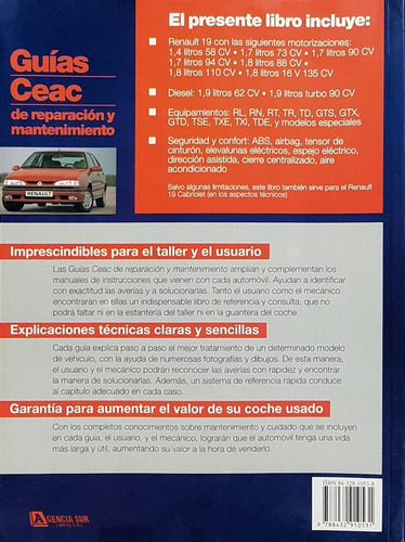 Renault 19, Guía De Reparación Y Mantenimiento Ceac