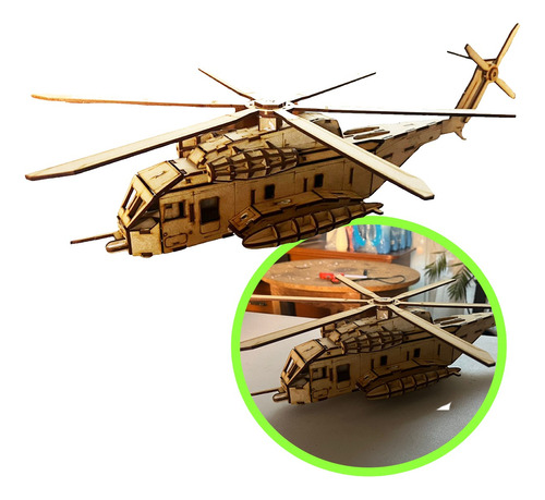 Helicóptero  Rompe Cabezas Mdf De 3mm Armable 